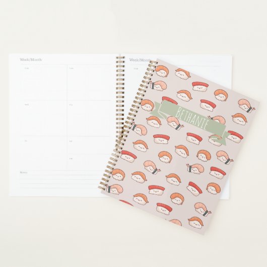 Cute Nigiri Sushi Seamless Pattern Planner (Display)
