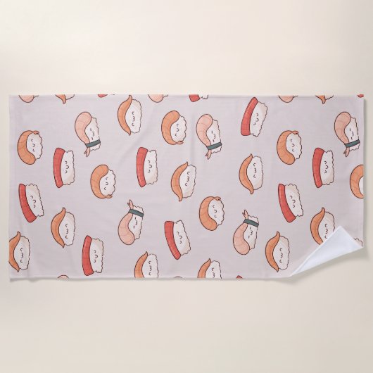 Cute Nigiri Sushi Seamless Pattern Strandlaken (Voorkant)