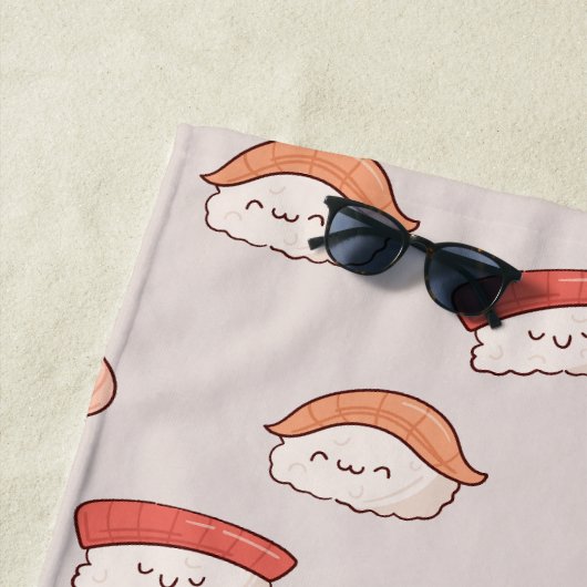 Cute Nigiri Sushi Seamless Pattern Strandlaken (In situ)