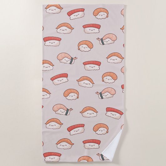 Cute Nigiri Sushi Seamless Pattern Strandlaken (Voorkant)
