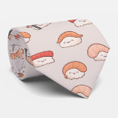 Cute Nigiri Sushi Seamless Pattern Stropdas (Opgerold)