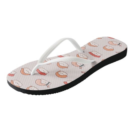 Cute Nigiri Sushi Seamless Pattern Teenslippers (Schuin)