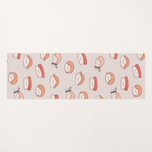 Cute Nigiri Sushi Seamless Pattern Yogamat (Voorkant (horizontaal))