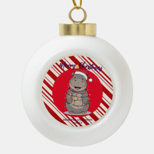 Cute Nijlpaard Kerstboom dierentuin safari Kerst g Keramische Bal Ornament