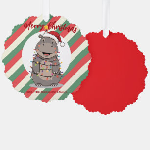 Cute Nijlpaard Kerstboom dierentuin safari Kerst g Ornament Kaart