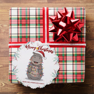 Cute Nijlpaard Kerstboom dierentuin safari Kerst g Ornament Kaart