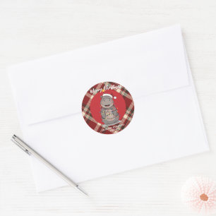 Cute Nijlpaard Kerstboom dierentuin safari Kerst g Ronde Sticker
