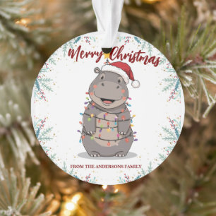 Cute Nijlpaard Kerstboom dierentuin safari Kerstmi Ornament