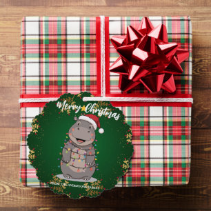 Cute nijlpaard Kerstboom dierentuin safari Kerstmi Ornament Kaart