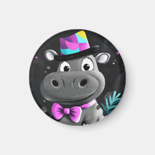 Cute Nijlpaard met Bandana Kinderen Verjaardagsuit Magneet