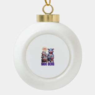 Cute Nijlpaard Moo Deng T-shirt, Cool Moo Deng Nij Keramische Bal Ornament