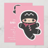 Cute Ninja Baby Shower Invitations Kaart (Voorkant / Achterkant)