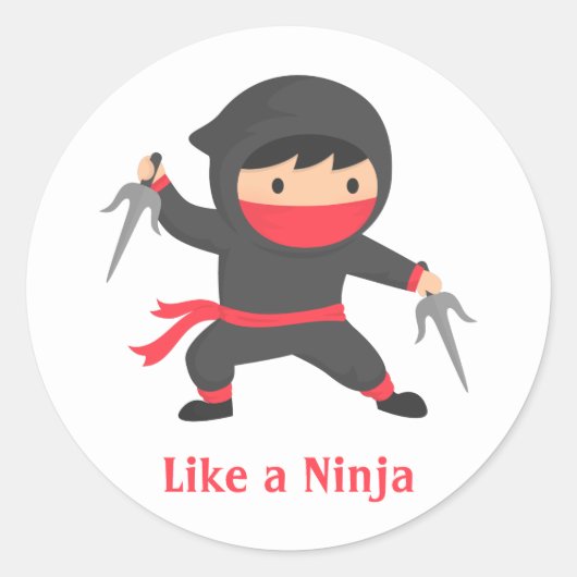 Cute Ninja Boy with Sai Weapons for Kids Ronde Sticker (Voorkant)