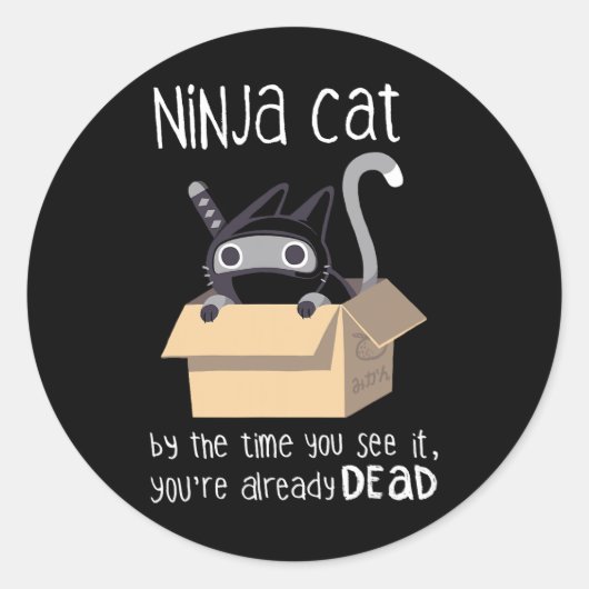 Cute Ninja Cat Ronde Sticker (Voorkant)