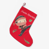 Cute Ninja in het Oranje - Personalized Holiday Gi Kleine Kerstsok (Voorkant (Hangend))
