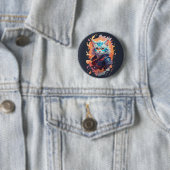 Cute Ninja Kat Krijger Ontwerp Ronde Button 5,7 Cm (In situ)