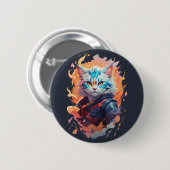 Cute Ninja Kat Warrior Ontwerp Ronde Button 5,7 Cm (Voorkant /achterkant)