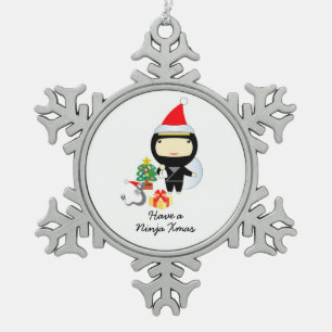 Cute Ninja Kerstmis Tin Sneeuwvlok Ornament