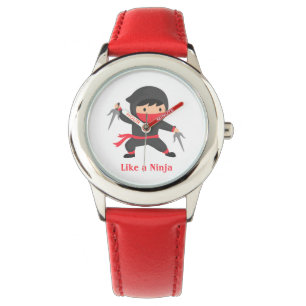 Cute Ninja Kind met Sai-wapens Jongenshorloge Horloge