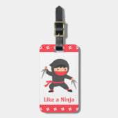 Cute Ninja Kind met Sai Weapons voor kinderen Bagagelabel (Voorkant verticaal)