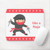 Cute Ninja Kind met Sai Weapons voor kinderen Muismat (Met muis)