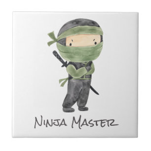 Cute Ninja Kinder Genderneutraal Groen Tegeltje