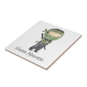 Cute Ninja Kinder Genderneutraal Groen Tegeltje (Zijkant)