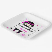 Cute Ninja Kinder Warrior Girl Pink Bday Party Papieren Bordje (Gebogen)