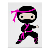 Cute Ninja Kinder Warrior Girl Pink Bday Party Perfect Poster (Voorkant)