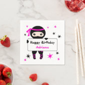 Cute Ninja Kinder Warrior Girl Pink Bday Party Servet (Insitu)
