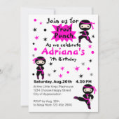 Cute Ninja Kinder Warrior Girls Pink Birthday Part Kaart (Voorkant)