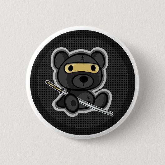 Cute ninja samurai warrior teddy beer button (Voorkant)