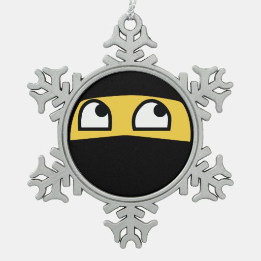 Cute Ninja Warrior emoji Tin Sneeuwvlok Ornament (Voorkant)