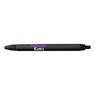Cute Ninja Warrior Girl - Paars, zwart en wit Zwarte Inkt Pen