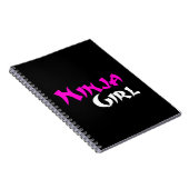 Cute Ninja Warrior Girl - Roze, zwart en wit Notitieboek (Rechterzijde)