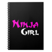 Cute Ninja Warrior Girl - Roze, zwart en wit Notitieboek (Voorkant)