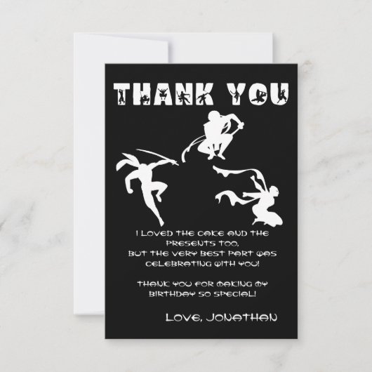 Cute Ninja Warrior Kids Birthday Party Bedankkaart (Voorkant)