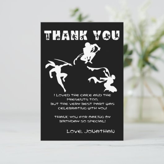 Cute Ninja Warrior Kids Birthday Party Bedankkaart (Staand voorkant)