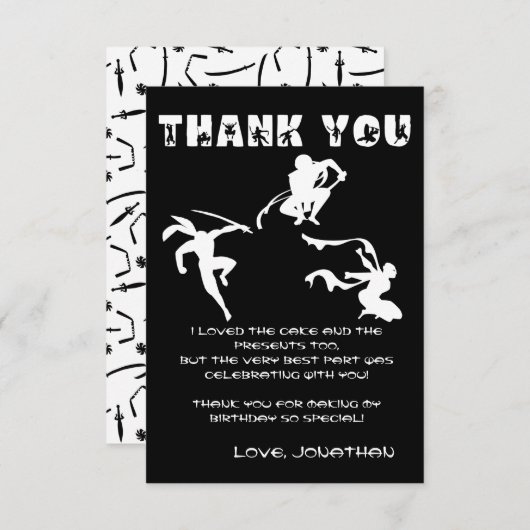 Cute Ninja Warrior Kids Birthday Party Bedankkaart (Voorkant / Achterkant)