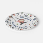 Cute Ninja Warrior Kids Birthday Party Custom Name Papieren Bordje (Gekanteld)