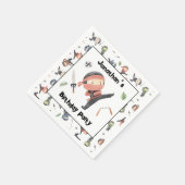 Cute Ninja Warrior Kids Birthday Party Custom Name Servet (Hoek)