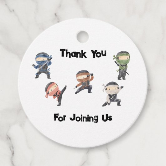 Cute Ninja Warrior Kids Birthday Party Favor Bedankjes Labels (Voorkant)