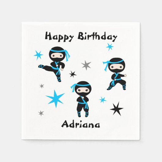 Cute Ninja Warrior Kids Birthday Party Favor Servet (Voorkant)