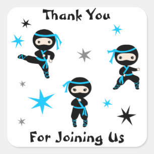 Cute Ninja Warrior Kids Birthday Party Favor Vierkante Sticker
