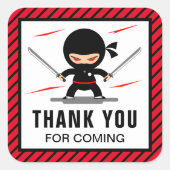 Cute Ninja Warrior Kids Birthday Party Favor Vierkante Sticker (Voorkant)