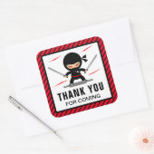 Cute Ninja Warrior Kids Birthday Party Favor Vierkante Sticker (Envelop)