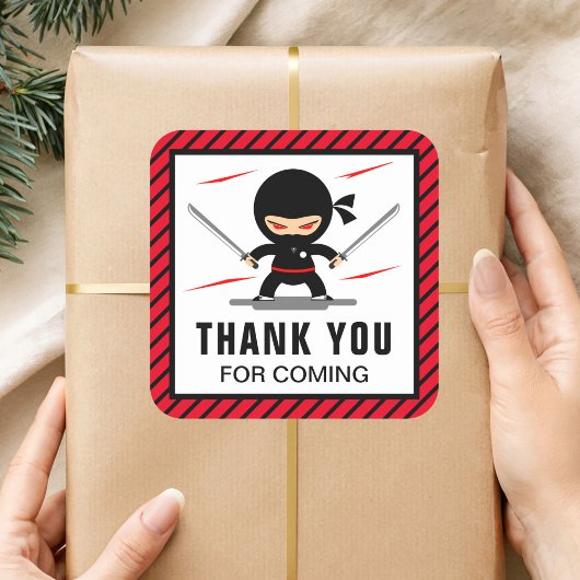 Cute Ninja Warrior Kids Birthday Party Favor Vierkante Sticker