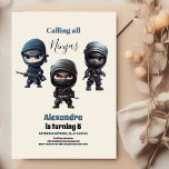 Cute Ninja Warrior Kids Birthday Party Kaart<br><div class="desc">Stap in de wereld van stealth en opwinding met onze "Ninja Birthday Karate Party uitnodiging." Dit is niet zomaar een uitnodiging; het is een oproep om een spannend avontuur aan te gaan gevuld met ninja bewegingen en karate schoppen. Laten we de details verkennen die deze uitnodiging de perfecte introductie maken...</div>