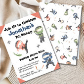 Cute Ninja Warrior Kids Birthday Party Kaart