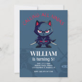 Cute Ninja Warrior Kids Birthday Party Kaart (Voorkant)